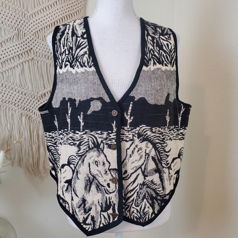 Black and White Horse Print Vest